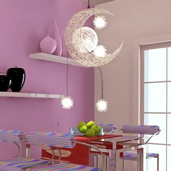 Kid's Room Lighting Modern Fashion Moon&Star Pendant Lights Child Bedroom Lamps Aluminum Chander for Living Room Home Decoration