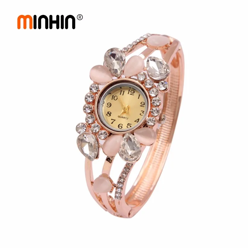 Модные наручные часы MINHIN, 5 цветов,, роскошные винтажные наручные часы, кварцевые часы с имитацией драгоценного камня, Дизайнерские наручные часы