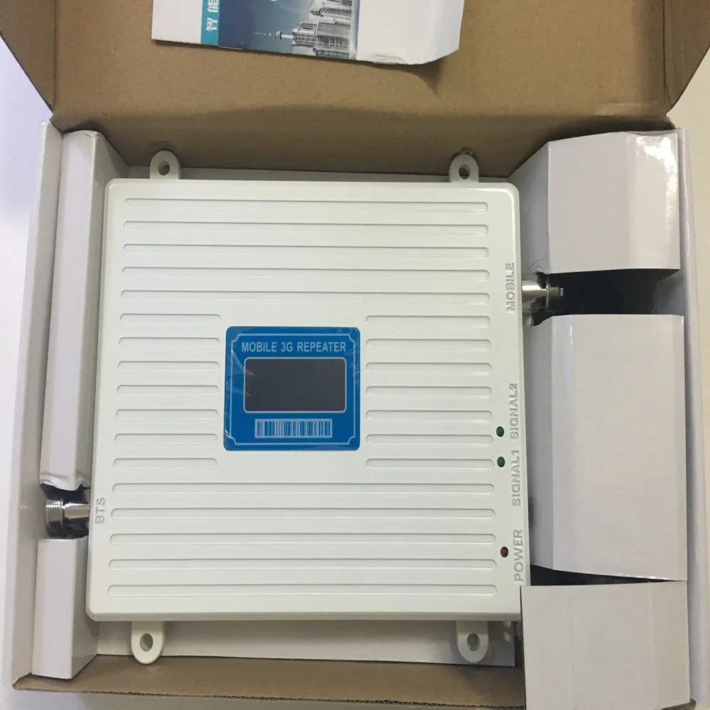 LCD هاتف محمول مكبر للصوت 65dB 3 جرام WCDMA 2100 ميجا هرتز الهاتف المحمول إشارة الداعم GSM مكرر إشارة الداعم مكبر للصوت استقبال
