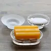 1Pcs Portable Soap Dish Round Glass Storage Box Clear Holder Accessories For Shower Bathroom Hotel 4