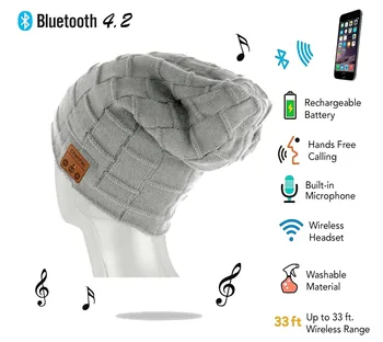 

New Bluetooth4.2 Cap Beanie Knitted Winter Hat Wireless Bluetooth headset Hands-free Music Mp3 Speaker Mic Magic Sport Hats for