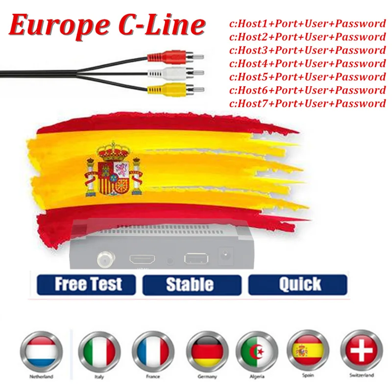 cccam Клайн 1 год Испания Польша Португалия Германии ЭСТ цифровой спутниковый ресивер Cccams 7 линий для 1 год Европа