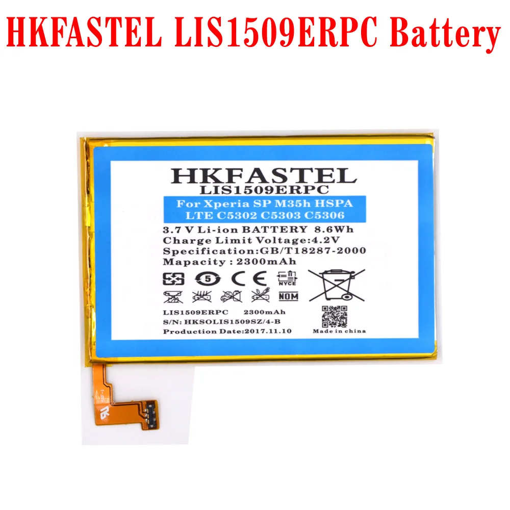 

HKFASTEL New LIS1509ERPC Li-ion Mobile Phone Battery For Sony Xperia SP M35 M35h HSPA LTE C5302 C5303 C5306 ,tools,2300mAh