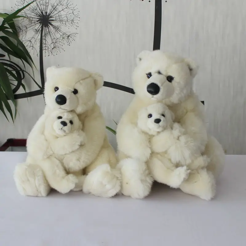 Big Polar Bear Mother And Baby Toys Birthday Gift Real Life Plush Toy