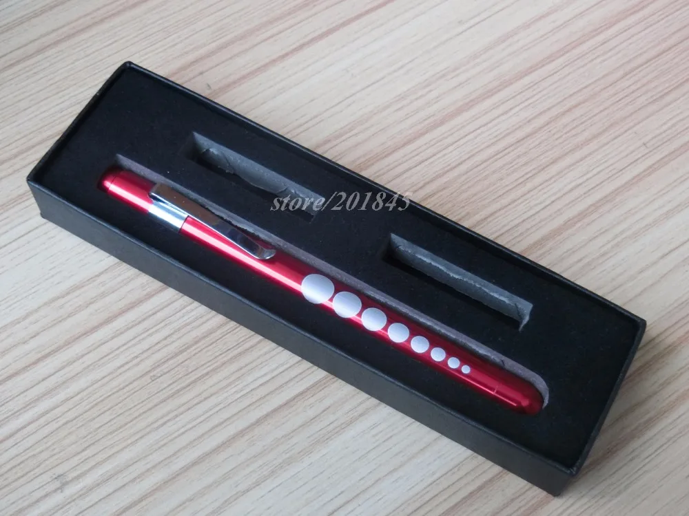 

20Pcs Mini Medical Flashlight Pen Light Torch Diagnostic First Aid With Scale Red Home Decoration With Black Gift Box