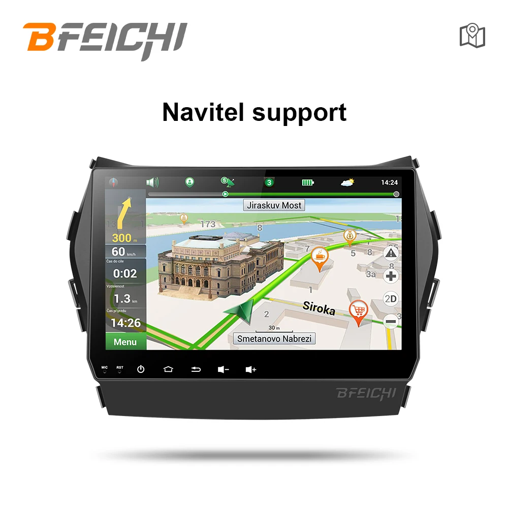 Bfeichi 9 дюймов android 7 1 din автомобильный dvd проигрыватель с gps для hyundai IX45 Santa fe 2013