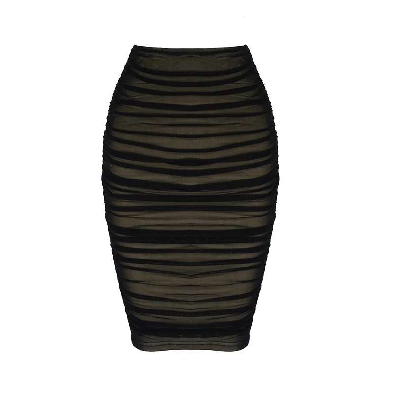 Lyer Новая высококачественная юбка абрикосового цвета с черной сеткой юбка-перевязка из вискозы