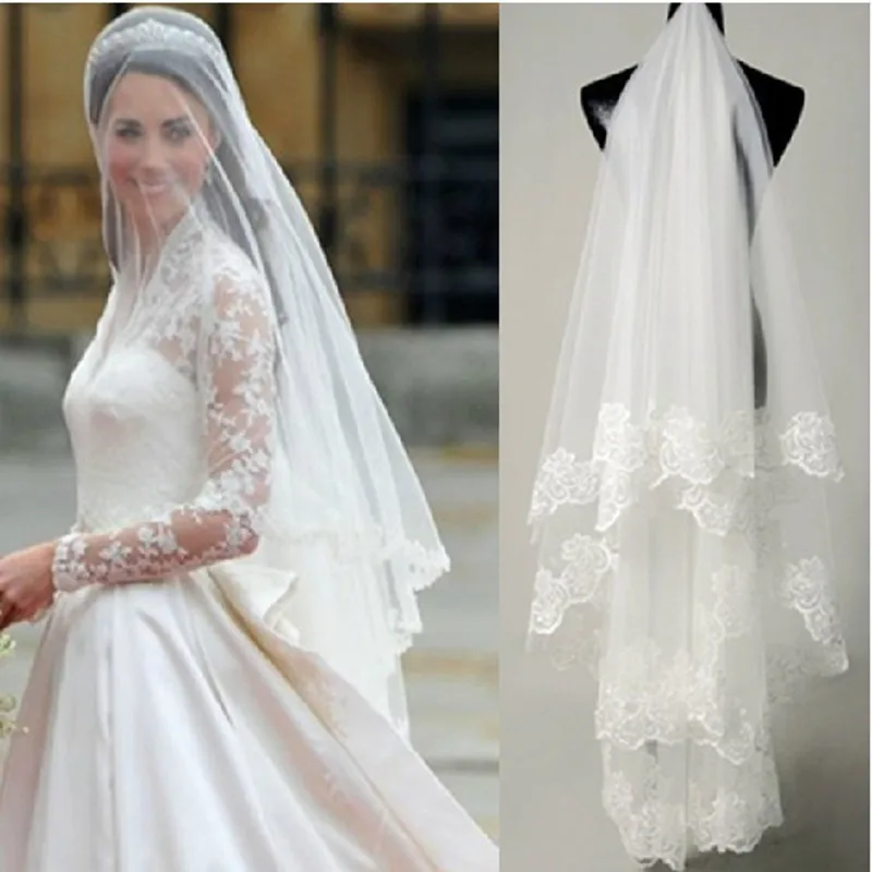 Kate White Lace Edging Wedding Veils Princess Vintage Kate White Lace Edging Wedding Veils Princess Vintage Veil Bridal Accessories Free Shipping Velos De Novia In From Weddings