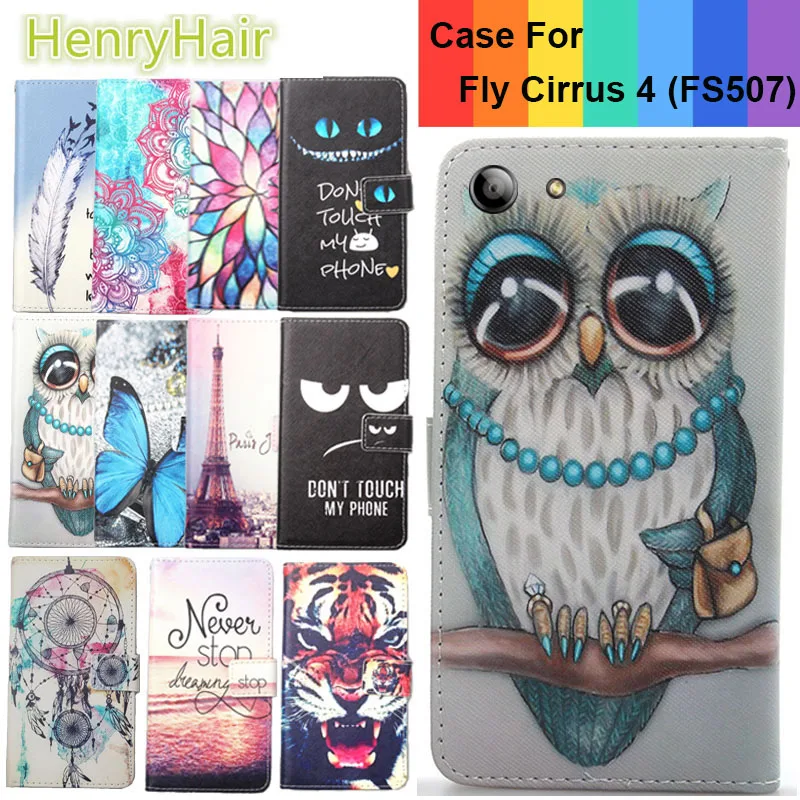 

Top Selling 11 Colors Cartoon Painting PU Leather Magnetic clasp Wallet Cover For Fly Cirrus 4 (FS507) Case