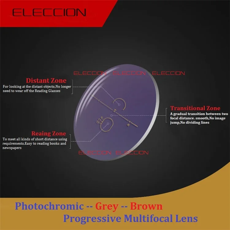 ELECCION 1,61 индекс фотохромные Бесплатные прогрессивной формы Мультифокальные линзы оптические очки с переходом по рецепту линзы 2 шт