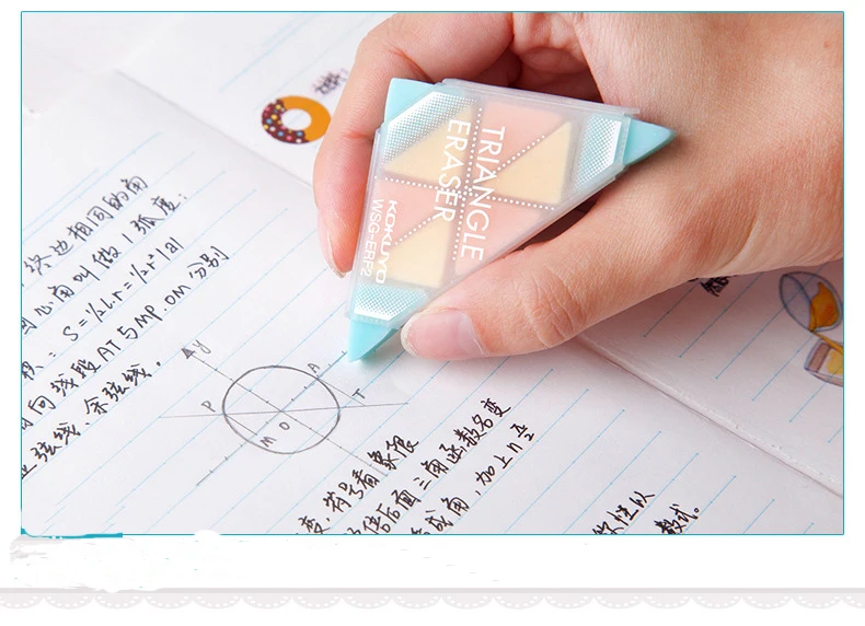

9pcs/Lot Triangle Rubber Creative Stationery Supplies Pencil Erasers for Office School Kids Prize Writing Drawing Student Gift