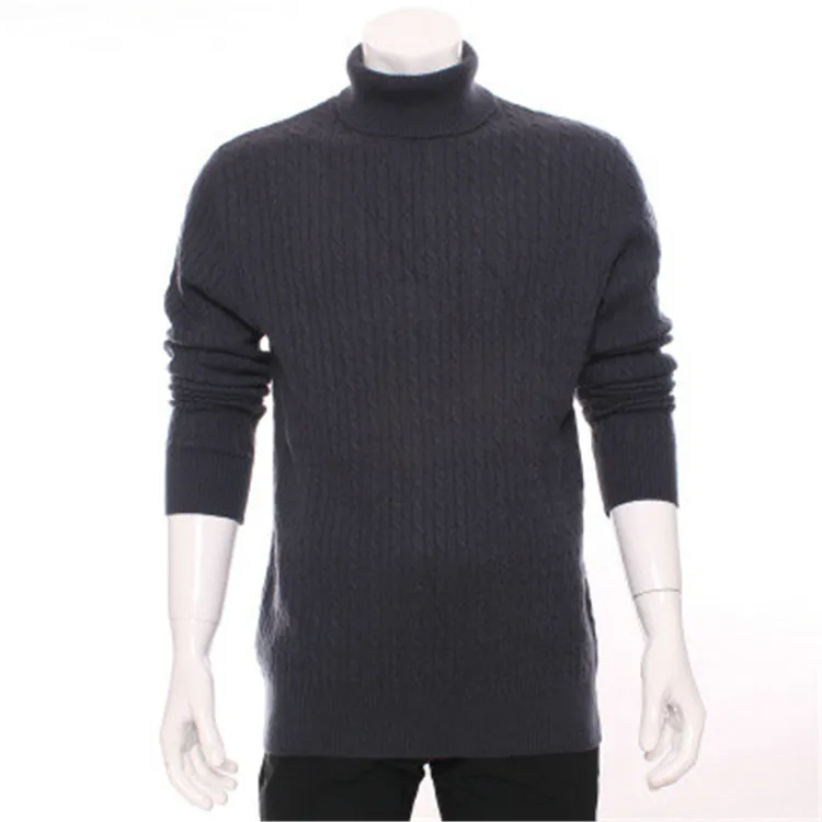  100%goat cashmere twisted knit men fashion turtleneck pullover sweater H-straight white 4color S/2X