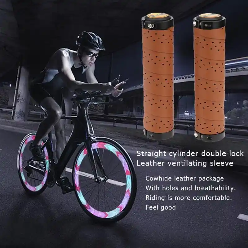 PU Leather Grip Handlebar Cover Bike Handle Grips Outdoor Cycling Bicycle