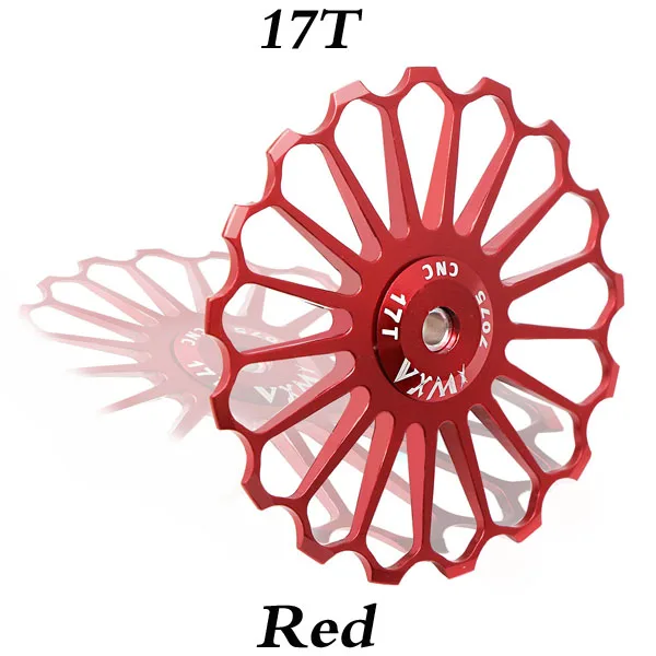 VXM MTB дорожный велосипед Керамика Шкив алюминиевого сплава задний переключатель 8 T/10 T/11 T/12/13 T/14/15 T/16 T/17 T руководство велосипед Керамика подшипник опорное колесо - Цвет: 17T Red
