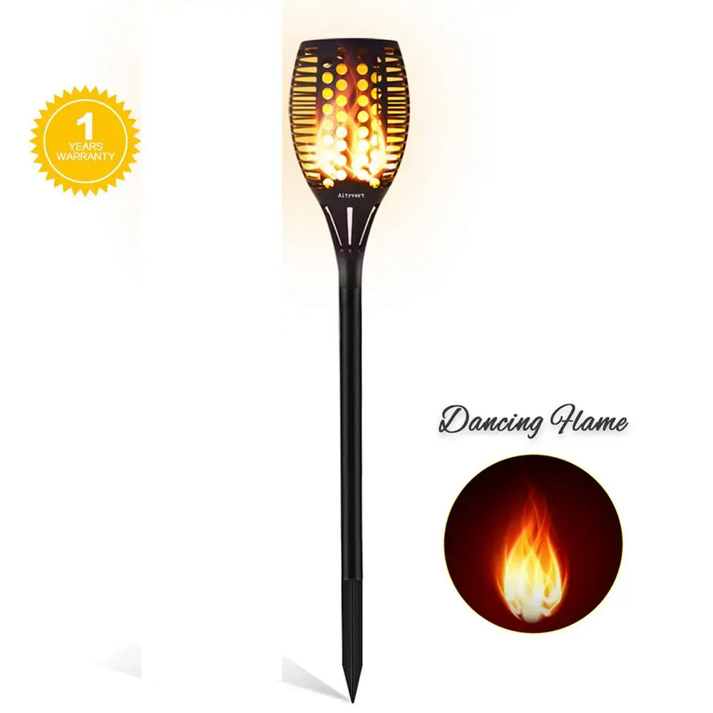 

3pcs/lot Retro Streetlight Waterproof Flame Flickering Landscape Garden Lamp Torch Light Auto-recharging LED Solar Lamp Modern O