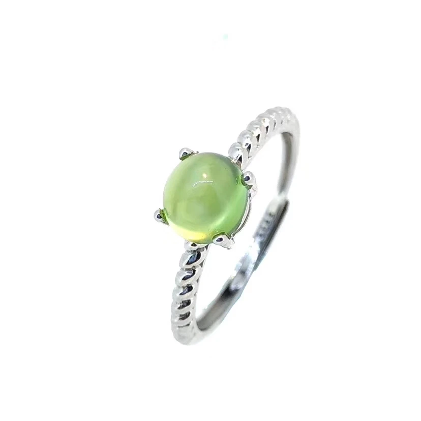 Прозрачный виноград Пренит драгоценный камень кольцо с 925 серебро продвижение