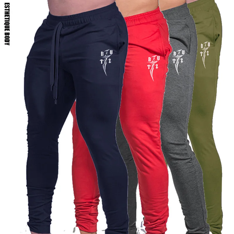 

2019 New Men Jogging Skinny Pants gyms RunningTraining Sportswear Men Trousers Jogger Sweatpants Bodybuilding Solid color Tights