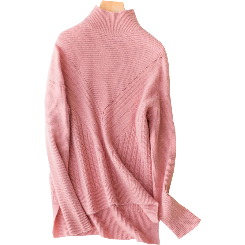 

Women Pullover Sweater 100% Goat Cashmere Knitted Jumpers Winter New Fashion 5Color Female Thick Clothes Pure Pashmina Girl Tops
