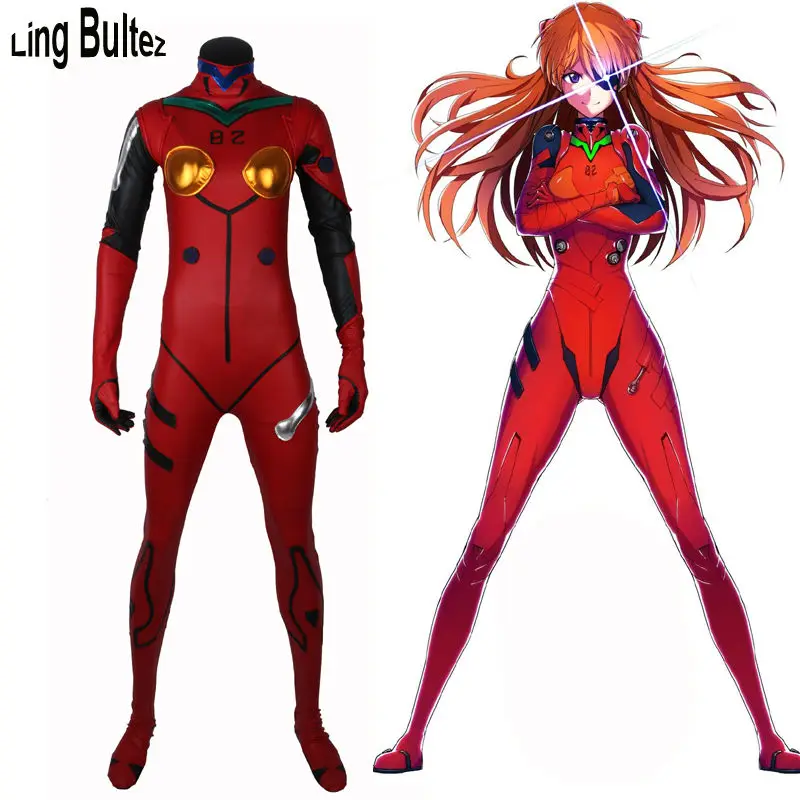 

Ling Bultez High Quality New Asuka Langley Soryu Costume Anime EVA Cosplay Costume Asuka Spandex Suit EVA Woman Costume