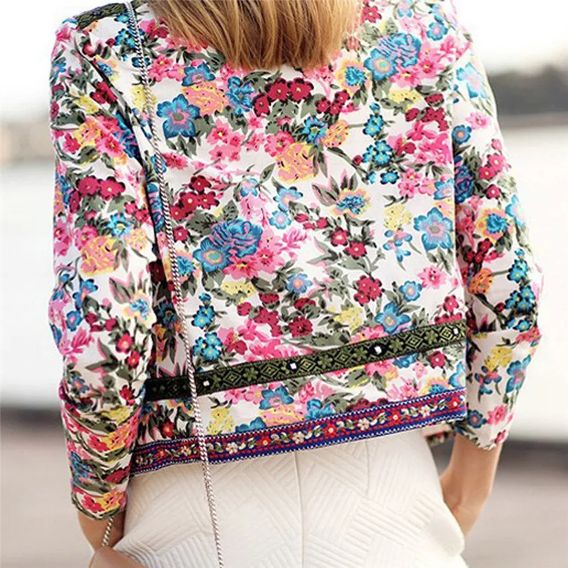 New Fashion Women Formal Ladies Floral Printed Short Jacket Long Sleeve Casual Daily Elegant Outwear #4F08 (6)