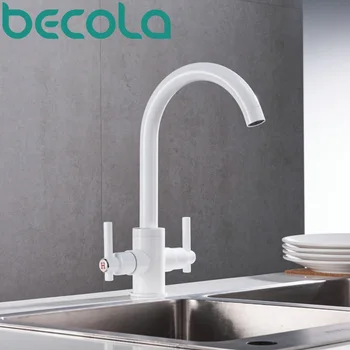 

becola new design swivel spout kitchen faucet fashion black white chrome style sink mixer tap brushed nickel B-3069