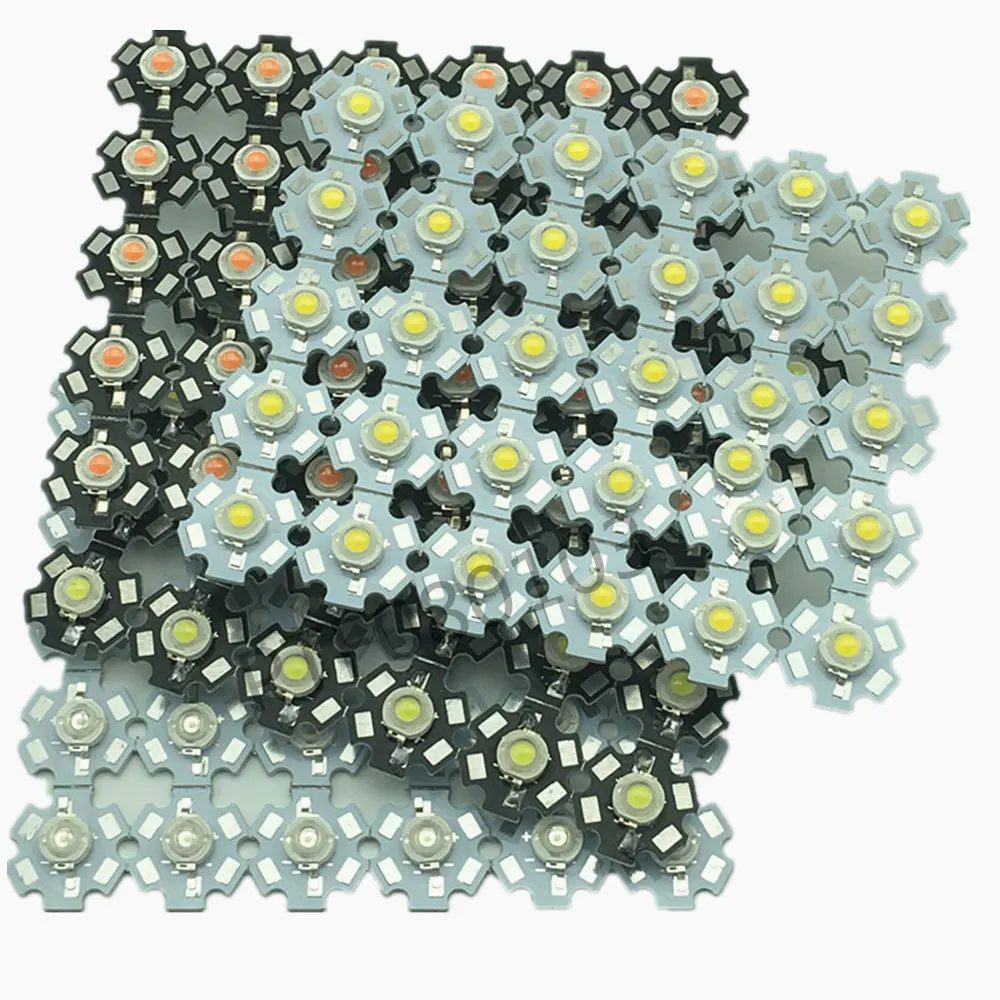 25 шт. 1 Вт 3 Вт Мощный светодиодный полный спектр белый теплый белый зеленый синий темно-красный 660nm Королевский синий с 20 мм белый и черный звезда PCB