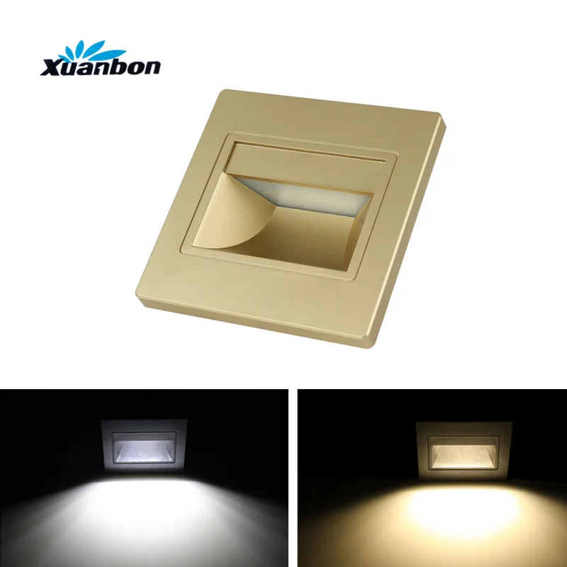 

Modern Recessed Led Stair Lights New Square led wall lamps AC110V 220V 1.5w Wall Lights In Step Lights Indoor