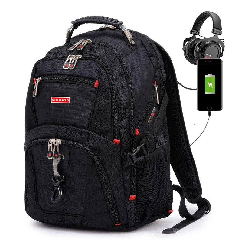 

SIXRAYS Men's Backpacks 17 Inch Computer Notebook Travel Bags Unisex Large Capacity Bagpack Waterproof Business Usb Charge Bags