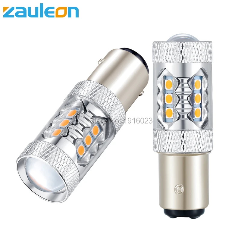 Beste Zauleon 2 stks 1157 P21 5 W BAY15D 1156 BA15S PY21W High Power geel Amber LED Auto Richtingaanwijzer Parking Lamp Auto Vervangen licht