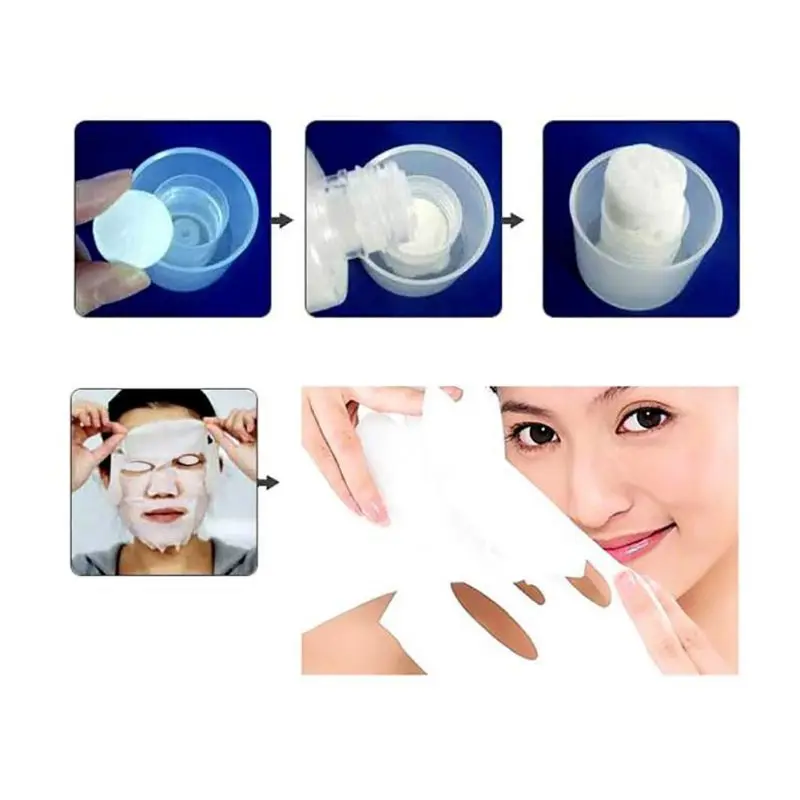 50 / 100 pcs Compressed Facial Face Cotton Mask Sheet DIY Natural Skin Care Home on Aliexpress