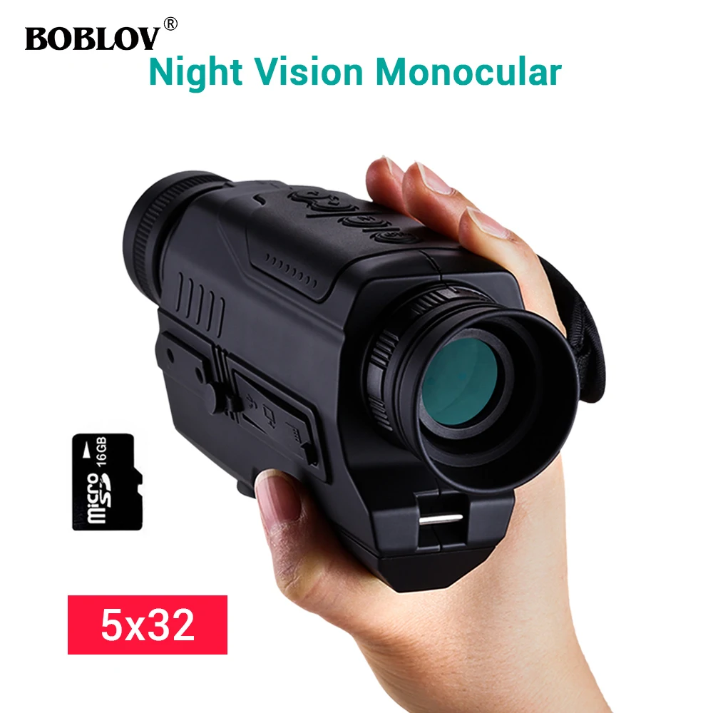 

BOBLOV Optics Infrared Night Vision Monocular 5x32 with Free 16GB DVR Night Vision Goggle Monocular 200m Range for Hunting