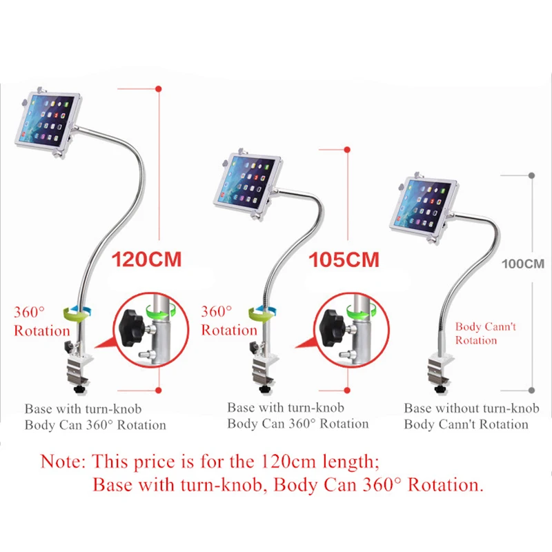 360 градусов вращения 120 см Гибкая рука стол Ленивый Кровать Подставка держатель для IPad Air Mini1 2 3 4-11 дюймов планшетный ПК смартфон Стенд