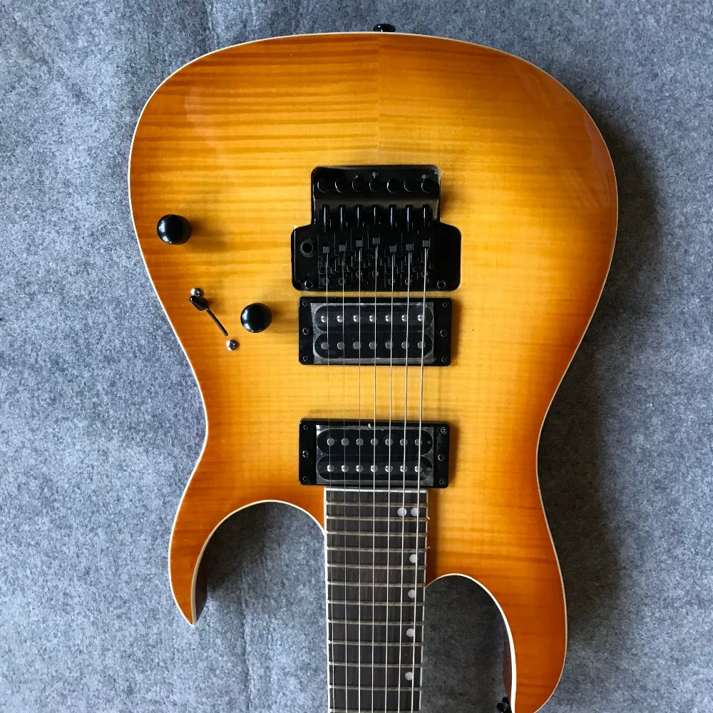 

High-end boutique performance 7-string electric guitar, 170 270 electric guitar, stage concert electric guitar, yellow guitar. F