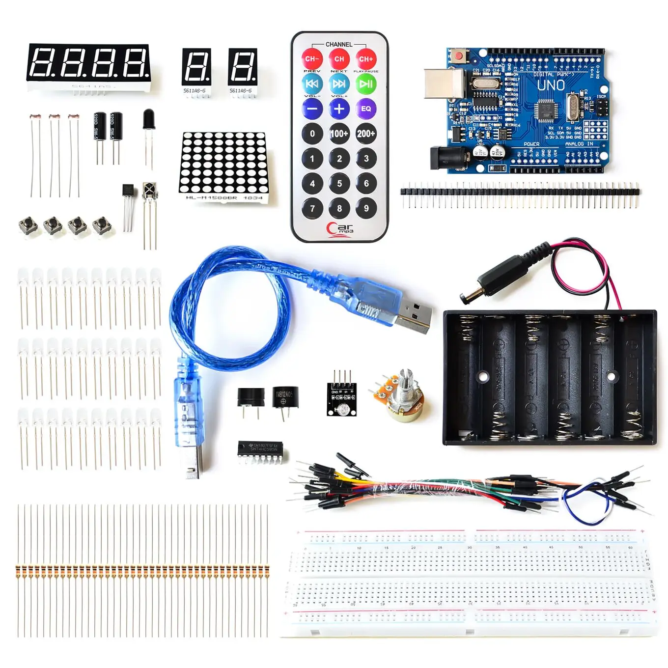 Стартовый набор с UNO R3 MEGA328P+ 830 отверстия Макет для arduino basics Прямая поставка