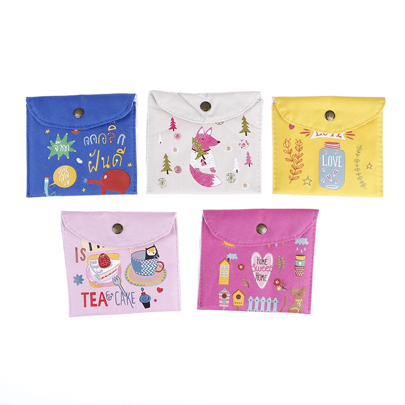 Cartoon Napkin Sanitary Pad Towel Bag Women Lady Cotton Full Dots Sanitary Napkin Bags Travel Outdoor Holder Bags Purse 15 Style