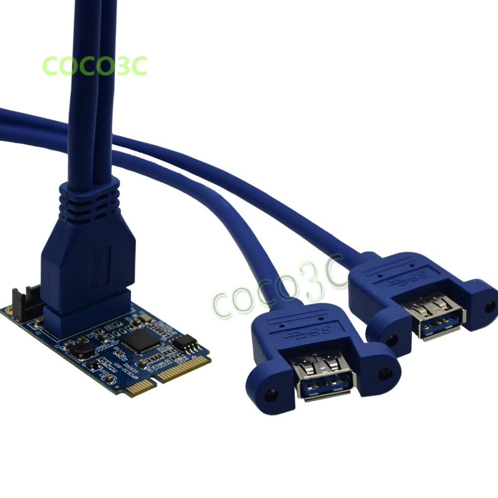  Mini PCIe a Doble Adaptador USB 30 mini-ITX placa base a 19P USB tarjeta hembra cabezal a USB3.0 ca