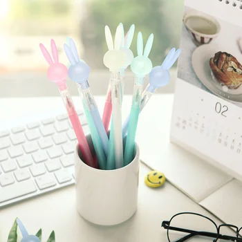 

4 Pcs Novelty 0.38mm Cute Rabbit Gel Pen Frosted Plastic Lovely Pen for Kids Gift School Supplies Plastic Gel Pens