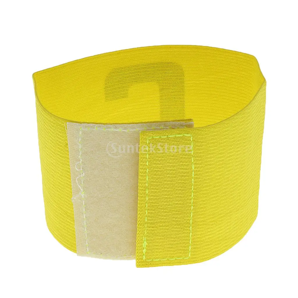 4 Pieces Adjustable Soccer Captain Armband Football Basketball Sport Elastic Player Leader Arm Bands Yellow	