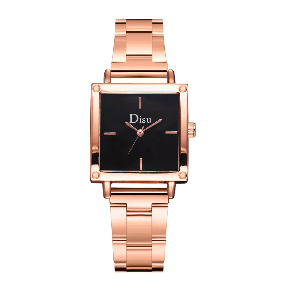 DISU высококачественные роскошные Брендовые женские наручные часы Модные металлические стальные полосы квадратный циферблат качественные женские часы Zegarek Damski# A