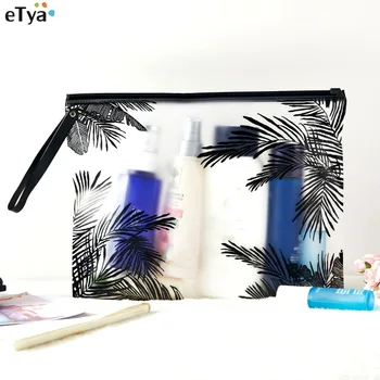 

eTya Women PVC Cosmetic Bag Travel Transparent Makeup Bag Toiletry Brush Bags Organizer Necessary Case Bath Wash Make Up Box