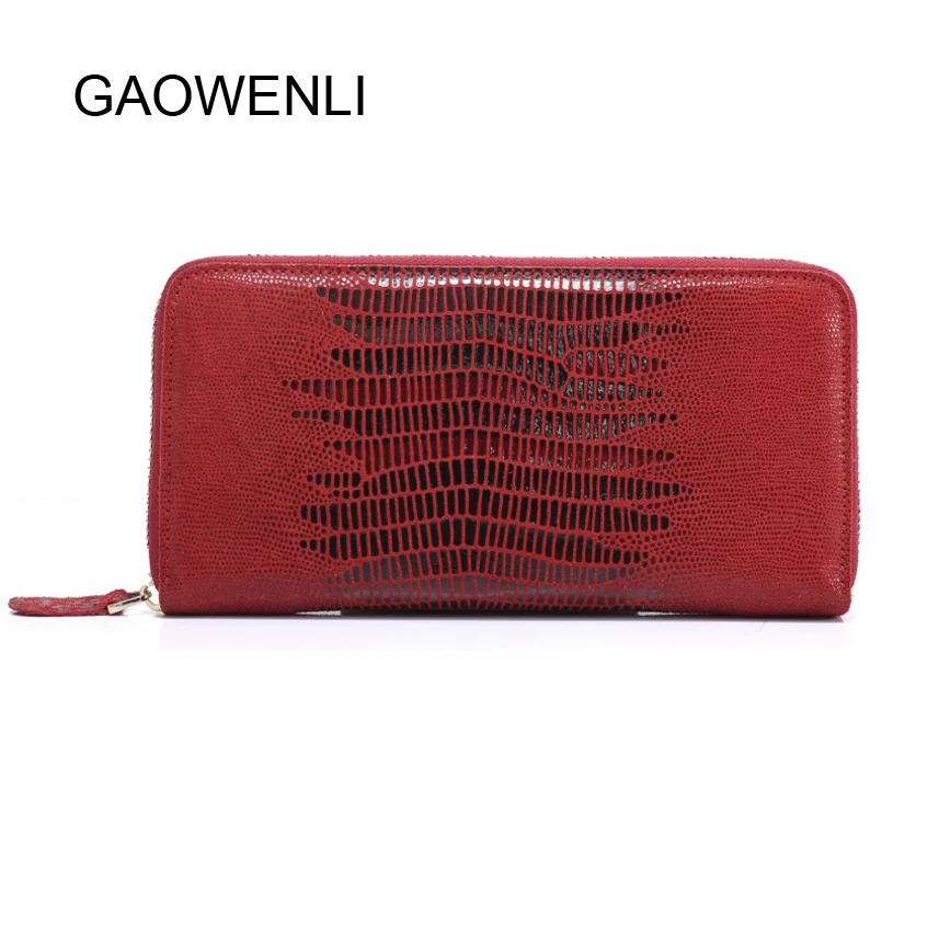 

GAOWENLI Genuine Leather Women Wallets Long Design Clutch Cowhide Wallet High Quality 2018 Fashion Female Purse Phone Bags