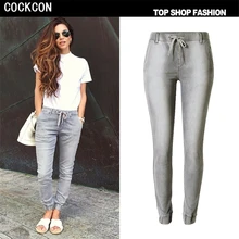 COCKCON New Fashion jeans woman Casual Gray Pencil jean pants Pattern jeans Skinny Long womens Capris Female TOP103