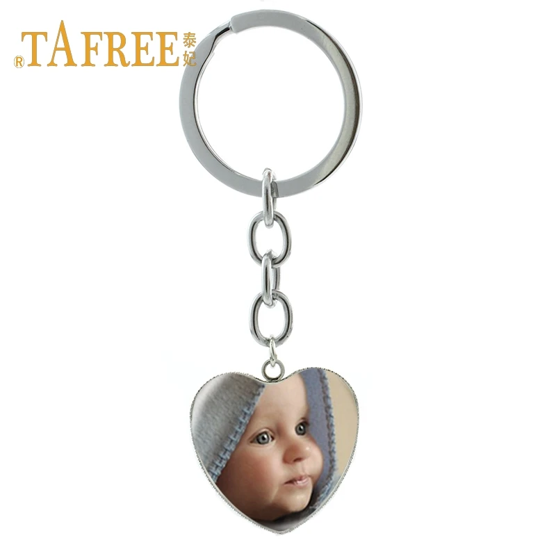 

TAFREE Personalized Custom heart Keychain Photo Of Your Mum Dad Baby Children Grandpa Parents Custom designed Photo Jewelry NA01