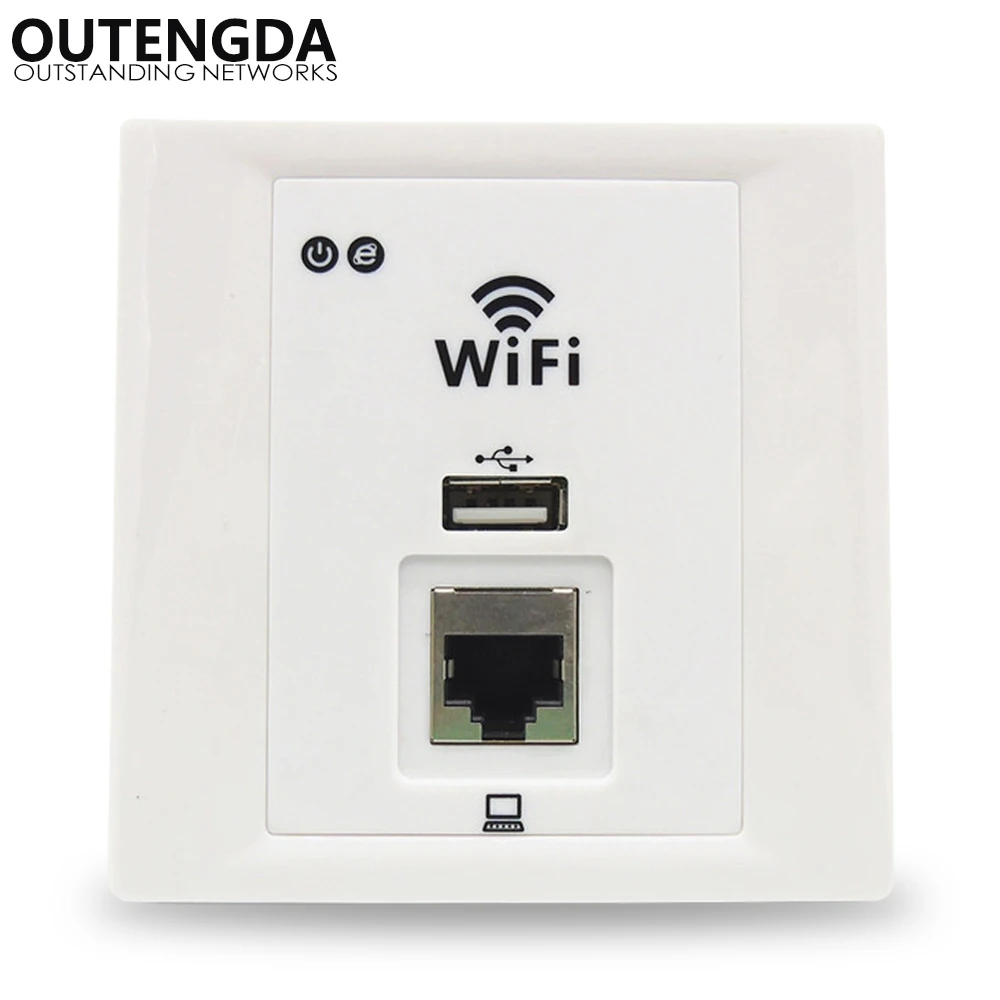 

300Mbps in Wall AP for hotel villa dormitory WiFi project, Support Access Controller management, Support USB, RJ45 function