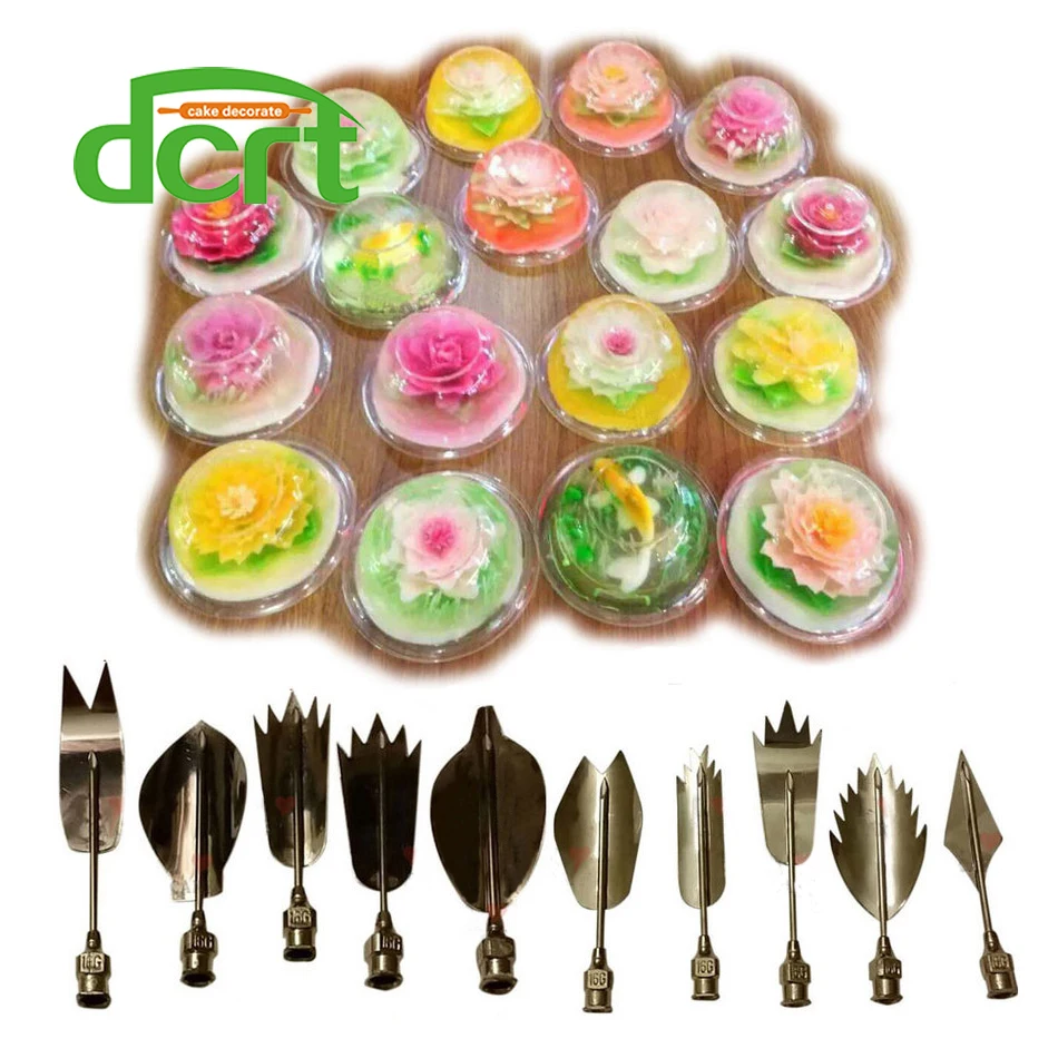 

3D Jelly Art Tools Jelly Cake Jello art Gelatin Tools pudding nozzle Russian Nozzles 10 PCS/SET Wedding cake decorating tools F