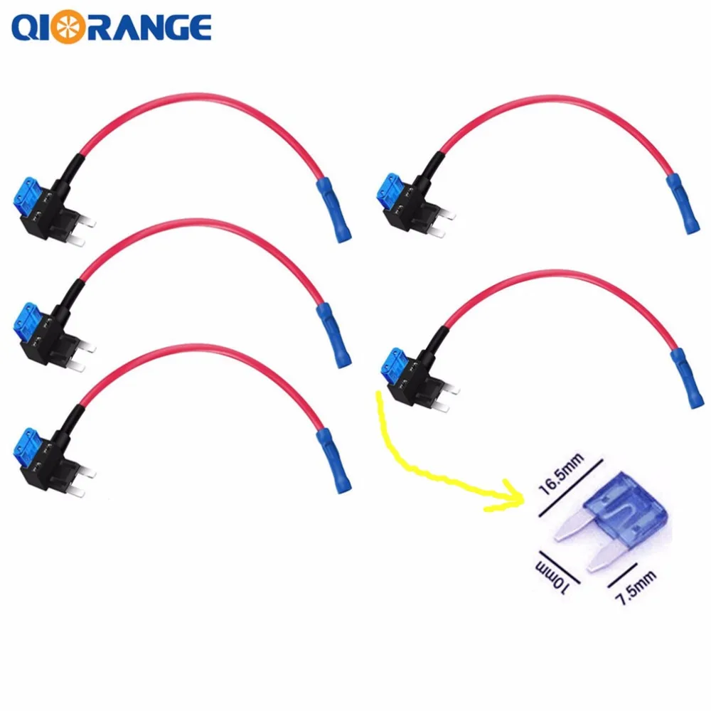 QIORANGE 5pcs Car Accessories ATM Mini Fuse Tap Dual Circuit Adapter