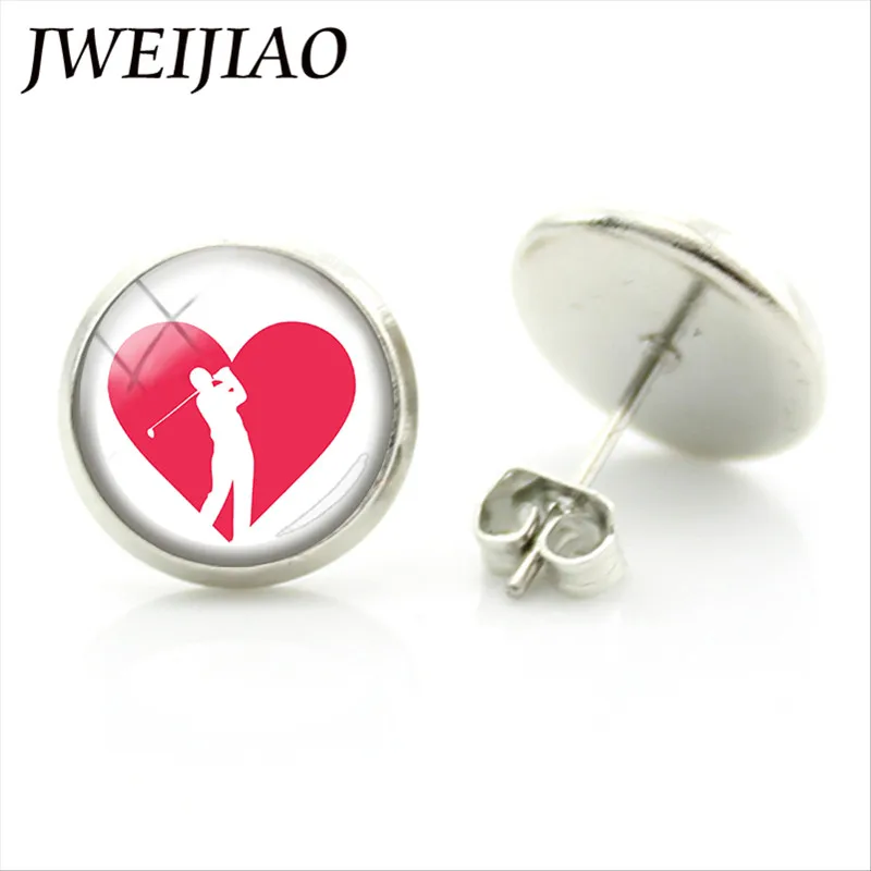 JWEIJIAO 2018 новые модные серьги гвоздики для гольфа I Love повседневные спортивные