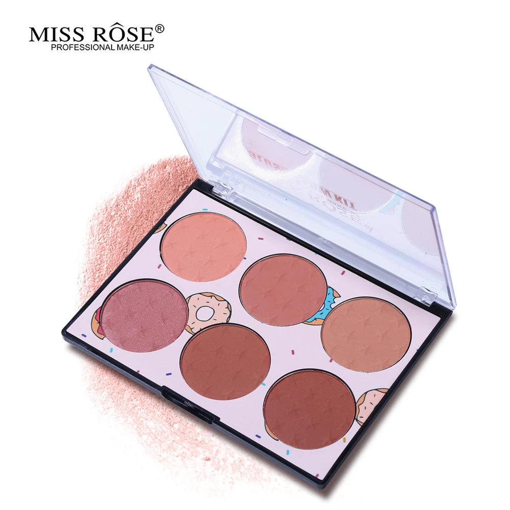 Miss Rose, 6 цветов, минеральная палитра румян для щек, водостойкая шелковистая пудра, румяна для лица, макияж, бронзант, контур, натуральный, стойкий