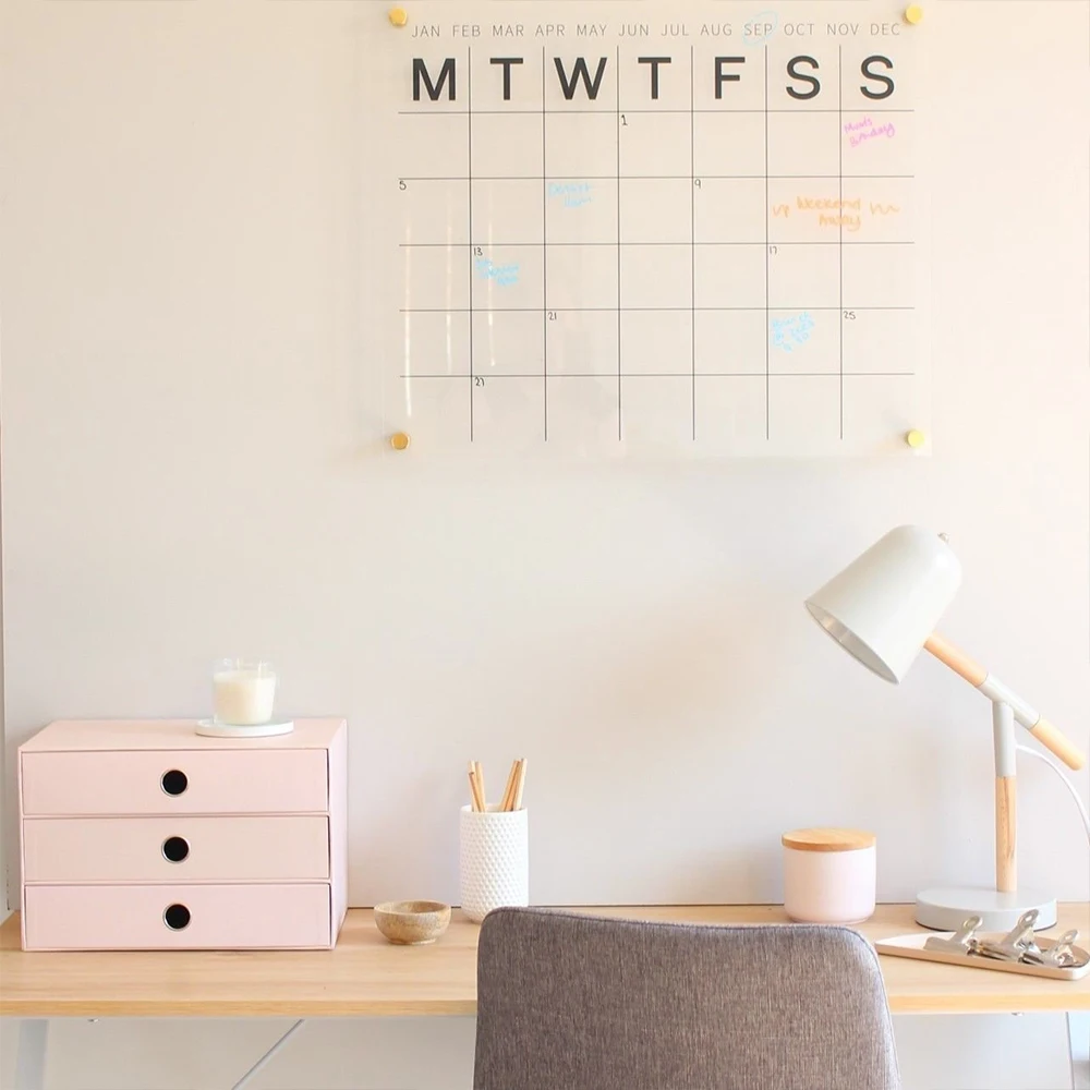 Прозрачный акриловый ежемесячный настенный календарь планировщик детская Неделя Доска легко скраб