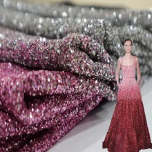 Шестиугольная сетка ткань градиент переход блесток свадебное платье костюм fabrics-500gsm